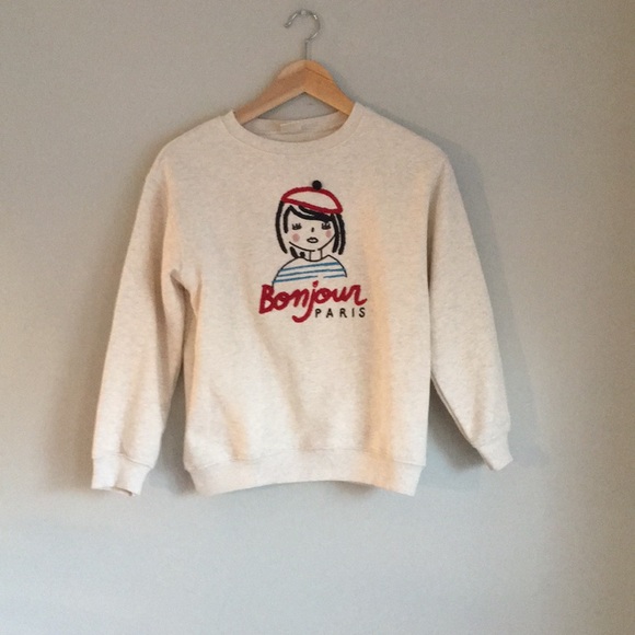 Zara Other - Zara Kids | Girls crewneck Bonjour sweater